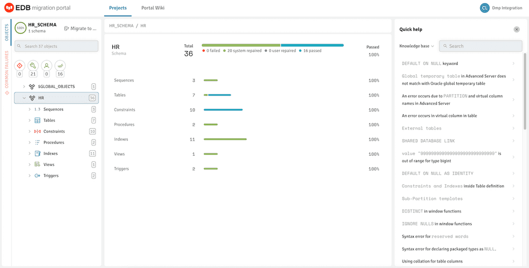 The Migration Portal Projects Page overview.