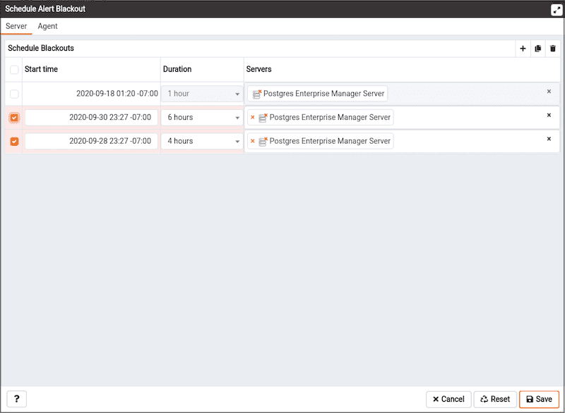 Schedule Alert Blackout - Select servers